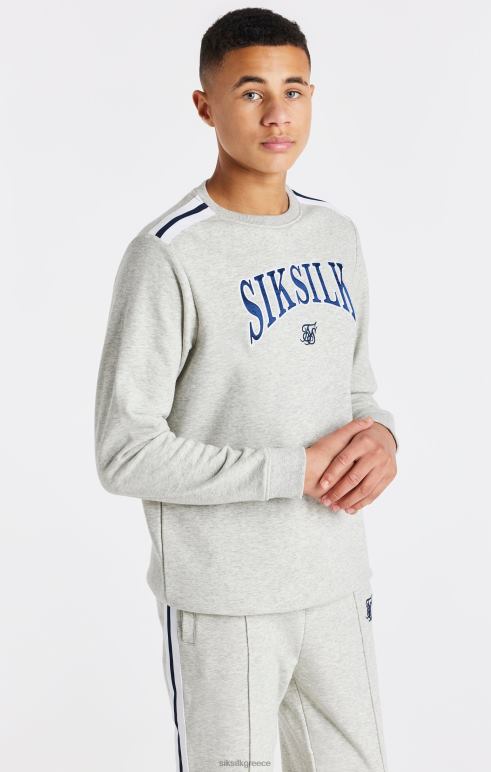 SikSilk φούτερ γκρι marl varsity crew αγόρια ενδύματα 48N8Z296