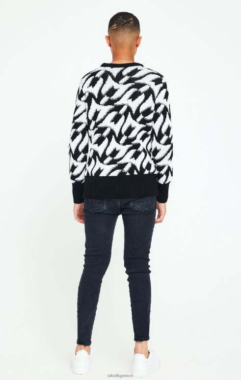 SikSilk x messi μαύρο χοντροκομμένο πλεκτό jumper αγόρια ενδύματα 48N8Z286