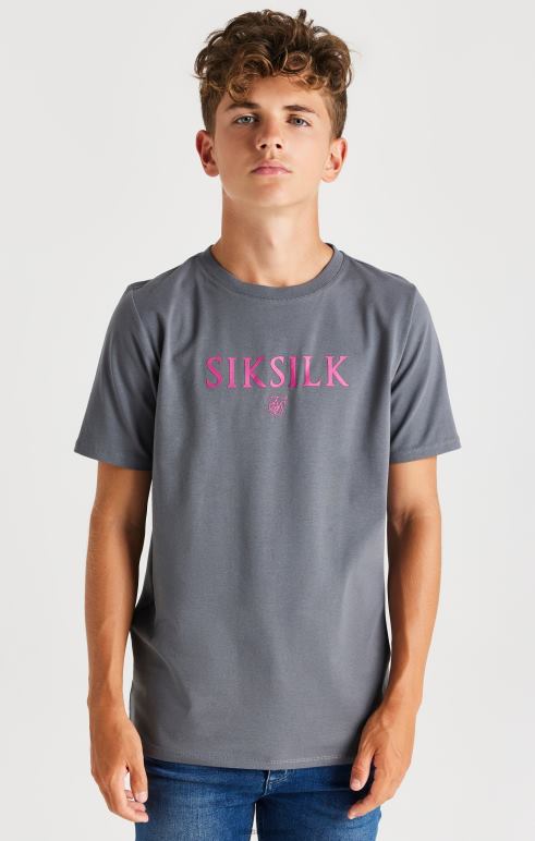 SikSilk γκρι επώνυμο μπλουζάκι αγόρια ενδύματα 48N8Z280