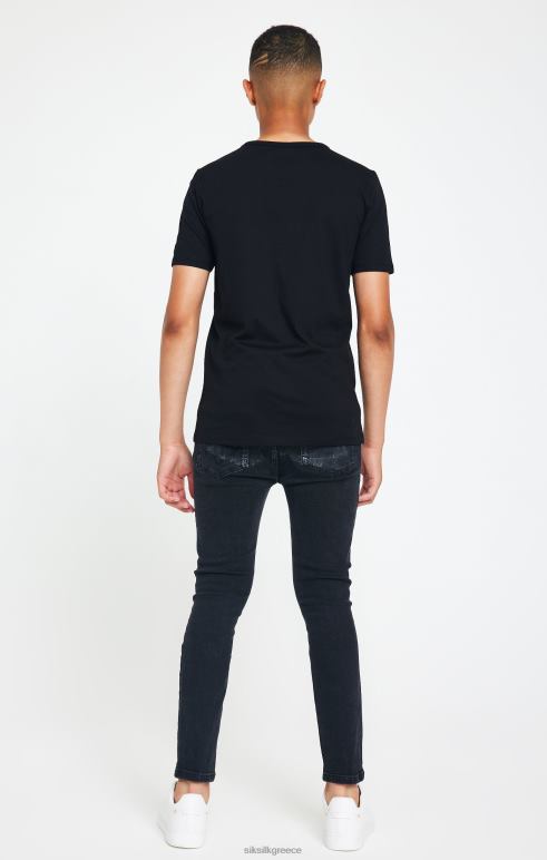 SikSilk x μπλουζάκι με μαύρο λογότυπο Messi αγόρια ενδύματα 48N8Z279