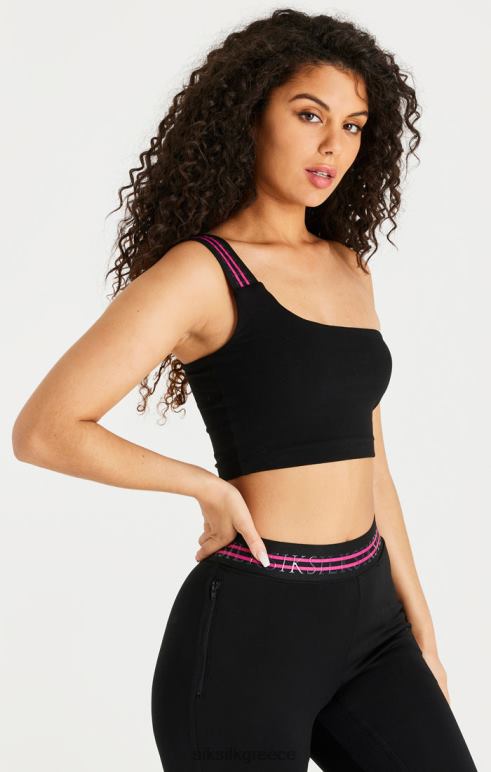 SikSilk μαύρη ταινία one shoulder crop bralette γυναίκες ενδύματα 48N8Z71