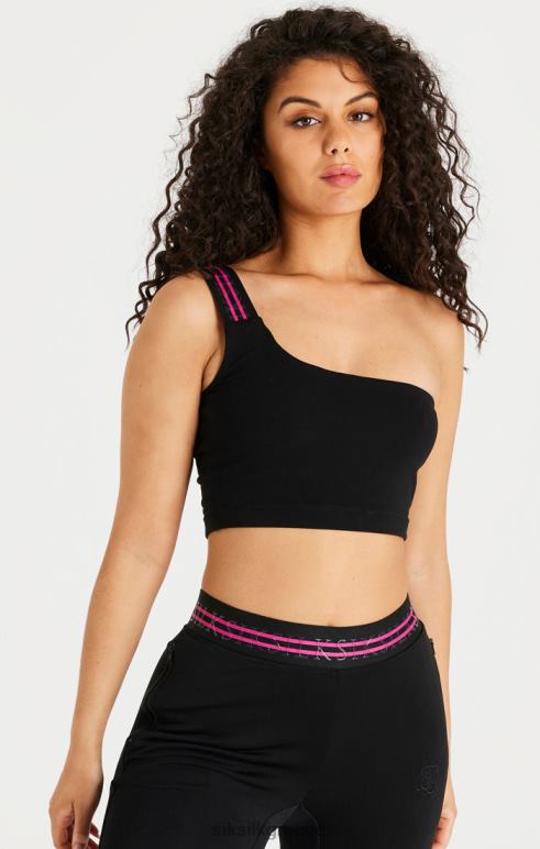 SikSilk μαύρη ταινία one shoulder crop bralette γυναίκες ενδύματα 48N8Z71