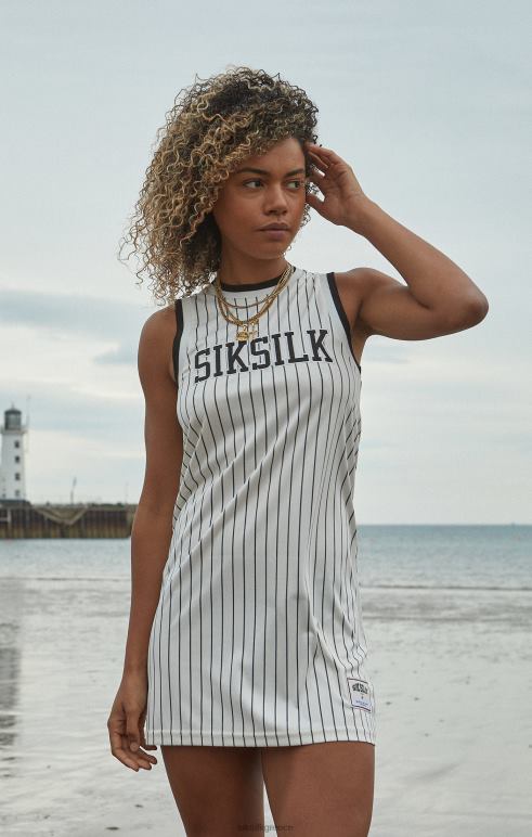 SikSilk εκρού φόρεμα με ρίγες μπάσκετ γυναίκες ενδύματα 48N8Z144