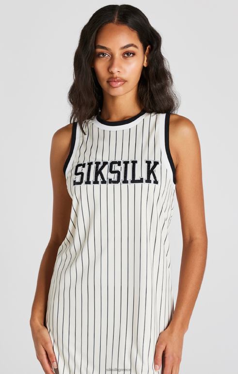 SikSilk εκρού φόρεμα με ρίγες μπάσκετ γυναίκες ενδύματα 48N8Z144