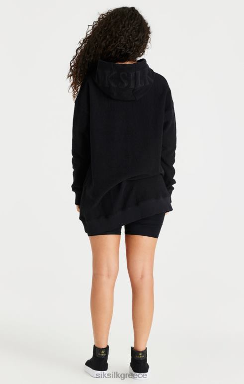 SikSilk μαύρο ανάποδο φλις φόρεμα με κουκούλα γυναίκες ενδύματα 48N8Z151