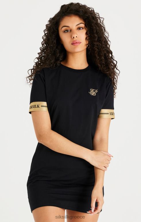 SikSilk μαύρο t-shirt φόρεμα γυναίκες ενδύματα 48N8Z143