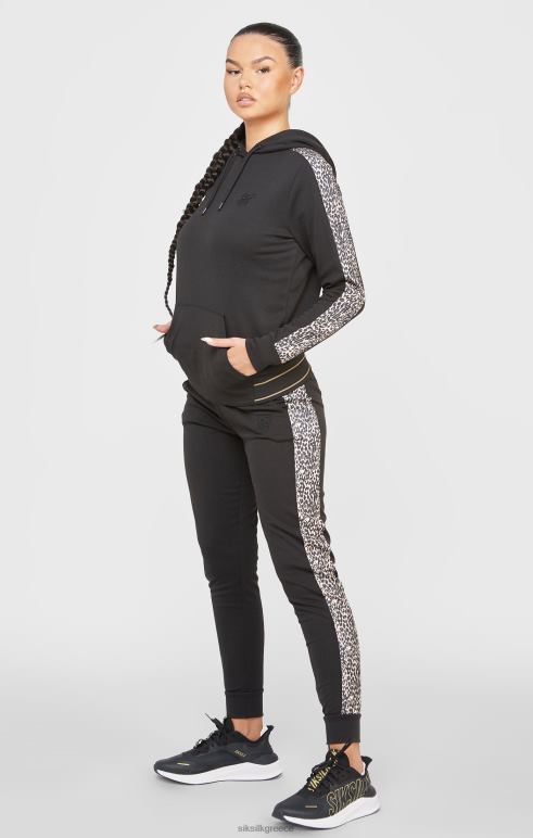 SikSilk Μαύρο παντελόνι με λεοπάρ με επένδυση γυναίκες ενδύματα 48N8Z174