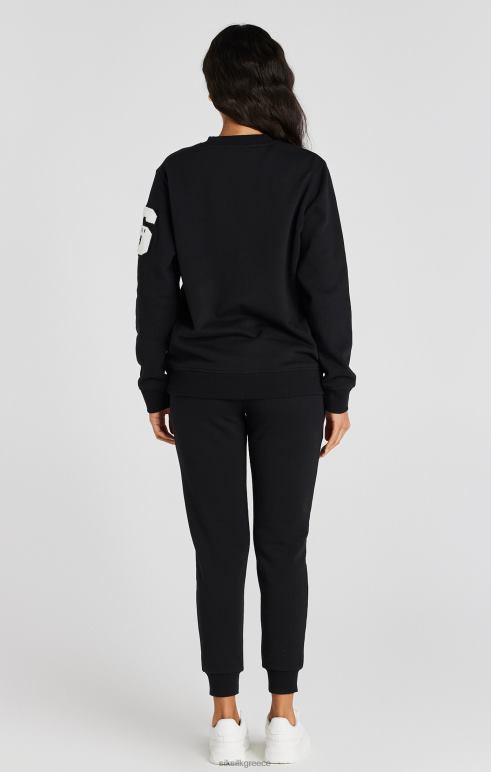 SikSilk μαύρο φούτερ με λογότυπο πανεπιστημίου γυναίκες ενδύματα 48N8Z76