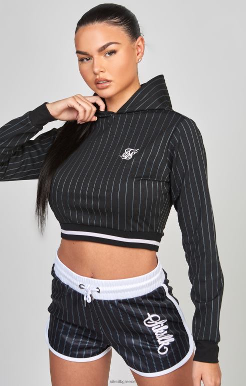 SikSilk μαύρο πανεπιστήμιο crop track top γυναίκες ενδύματα 48N8Z85