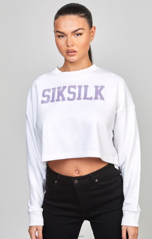 SikSilk φούτερ λευκή crop varsity γυναίκες ενδύματα 48N8Z84
