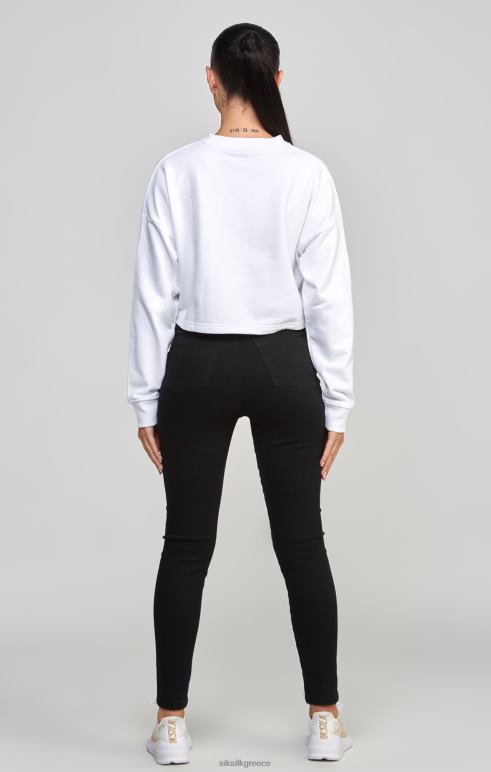 SikSilk φούτερ λευκή crop varsity γυναίκες ενδύματα 48N8Z84
