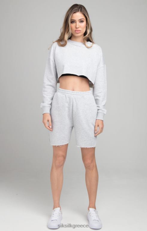 SikSilk cropped φούτερ - γκρι μάργα γυναίκες ενδύματα 48N8Z122