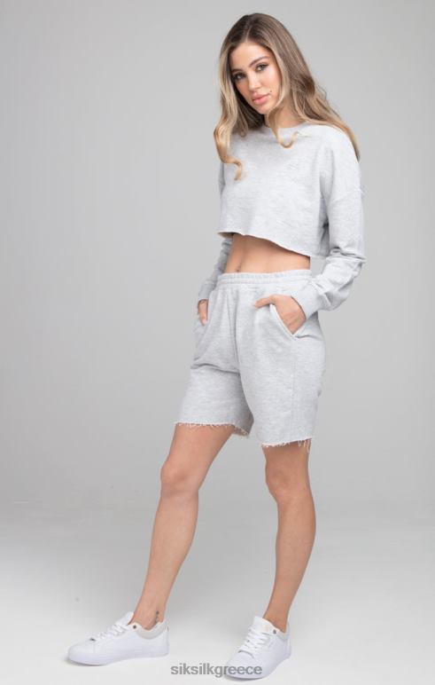 SikSilk cropped φούτερ - γκρι μάργα γυναίκες ενδύματα 48N8Z122