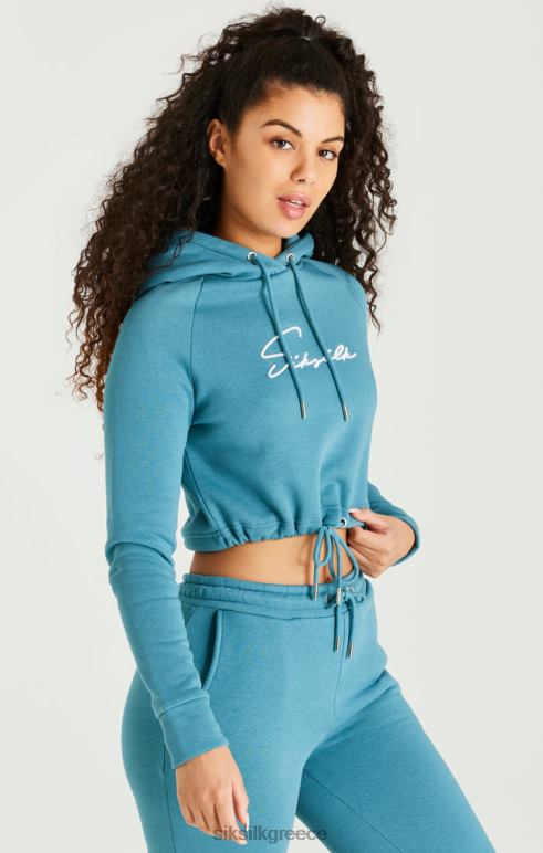 SikSilk γαλαζοπράσινο απαραίτητο cropped hoodie γυναίκες ενδύματα 48N8Z120