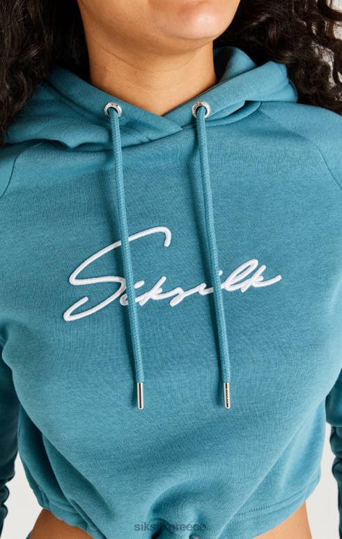SikSilk γαλαζοπράσινο απαραίτητο cropped hoodie γυναίκες ενδύματα 48N8Z120