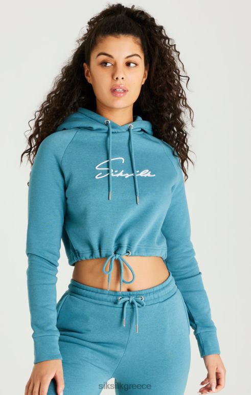 SikSilk γαλαζοπράσινο απαραίτητο cropped hoodie γυναίκες ενδύματα 48N8Z120