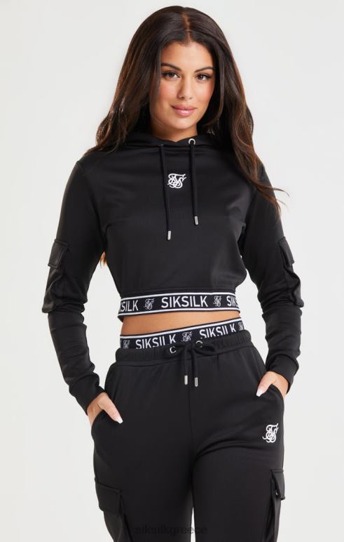 SikSilk μαύρο cropped hoodie cargo γυναίκες ενδύματα 48N8Z116