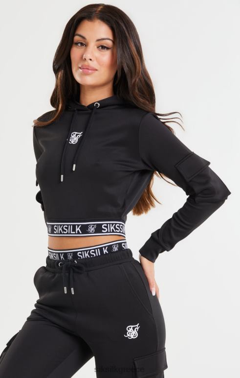 SikSilk μαύρο cropped hoodie cargo γυναίκες ενδύματα 48N8Z116