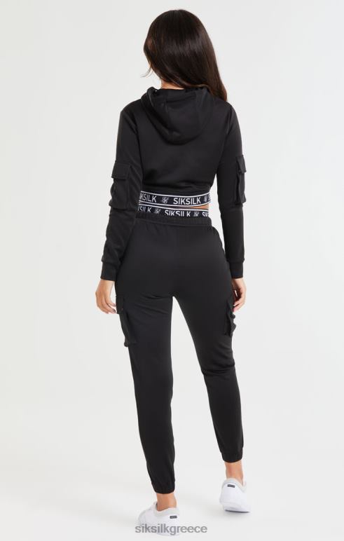 SikSilk μαύρο cropped hoodie cargo γυναίκες ενδύματα 48N8Z116