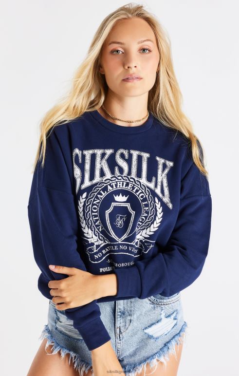 SikSilk υπερμεγέθη φούτερ navy varsity γυναίκες ενδύματα 48N8Z93