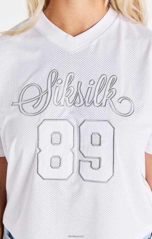 SikSilk μπλουζάκι από άσπρο διχτυωτό γυναίκες ενδύματα 48N8Z32
