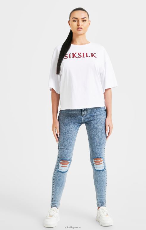 SikSilk μπλουζάκι με λευκή λάμψη σε κουτί γυναίκες ενδύματα 48N8Z35