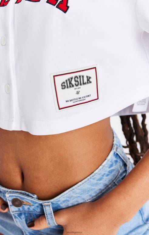 SikSilk λευκή φανέλα του μπέιζμπολ γυναίκες ενδύματα 48N8Z50