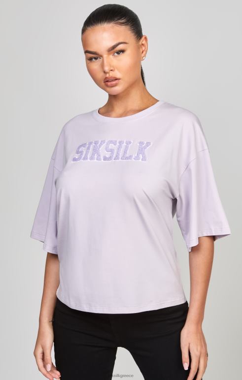 SikSilk μωβ μπλουζάκι με λογότυπο πανεπιστημίου γυναίκες ενδύματα 48N8Z55