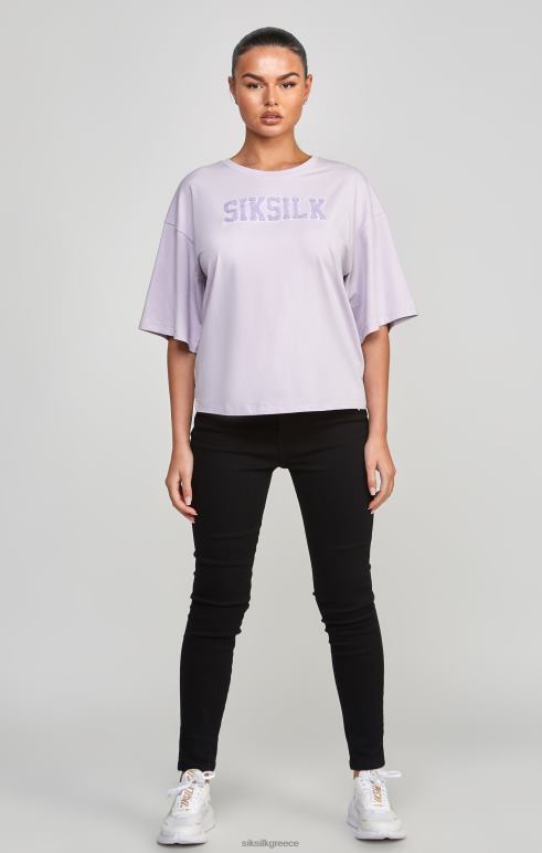 SikSilk μωβ μπλουζάκι με λογότυπο πανεπιστημίου γυναίκες ενδύματα 48N8Z55