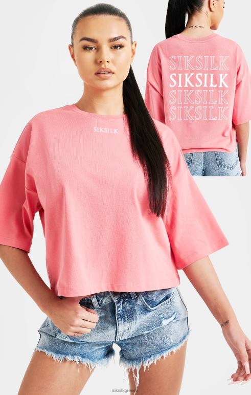 SikSilk ροζ επανάληψη μπλουζάκι με λογότυπο γυναίκες ενδύματα 48N8Z65