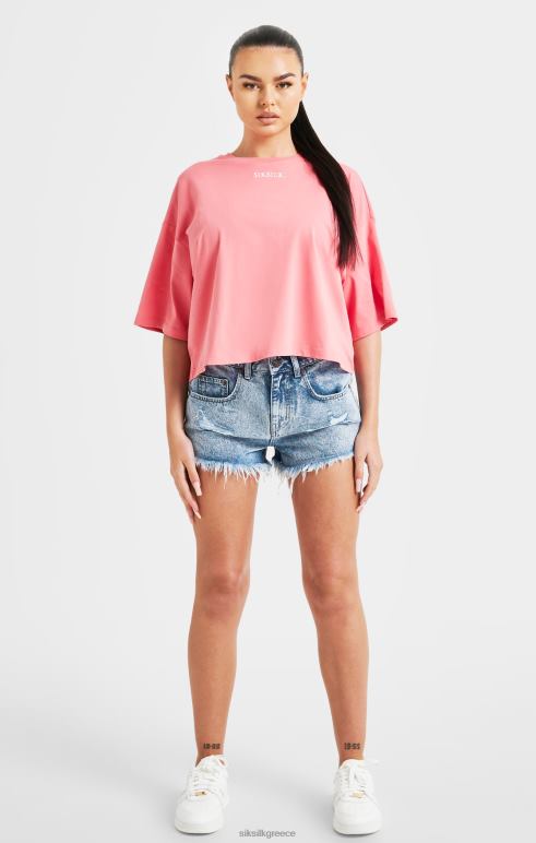 SikSilk ροζ επανάληψη μπλουζάκι με λογότυπο γυναίκες ενδύματα 48N8Z65