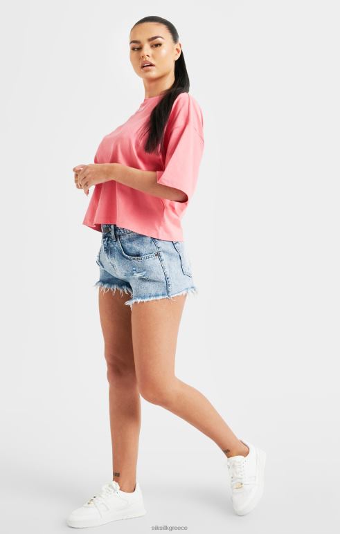 SikSilk ροζ επανάληψη μπλουζάκι με λογότυπο γυναίκες ενδύματα 48N8Z65