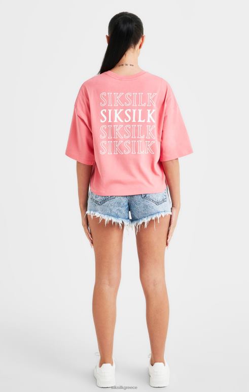 SikSilk ροζ επανάληψη μπλουζάκι με λογότυπο γυναίκες ενδύματα 48N8Z65