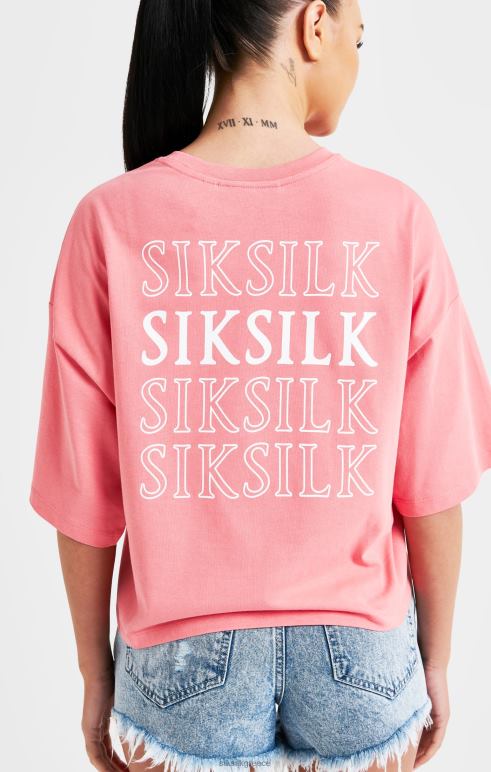 SikSilk ροζ επανάληψη μπλουζάκι με λογότυπο γυναίκες ενδύματα 48N8Z65
