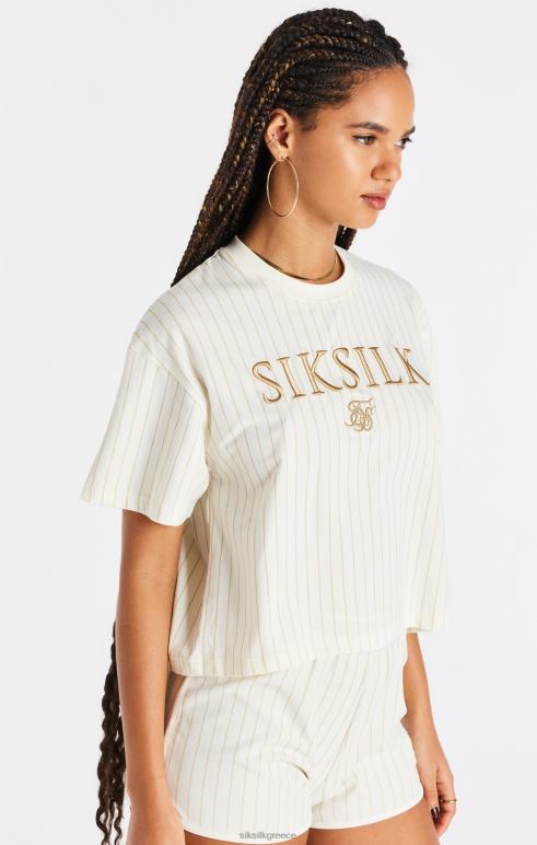 SikSilk T-shirt με ρίγες εκρού γυναίκες ενδύματα 48N8Z26
