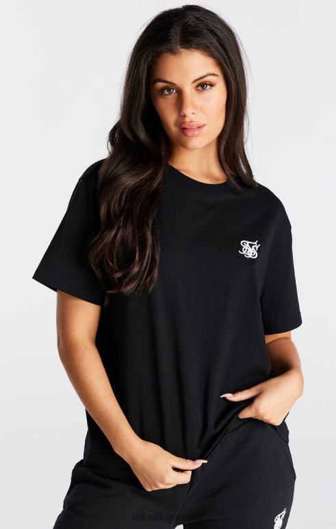 SikSilk μαύρο βασικό μπλουζάκι boyfriend γυναίκες ενδύματα 48N8Z40