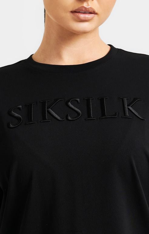 SikSilk μαύρο κεντημένο μπλουζάκι boyfriend γυναίκες ενδύματα 48N8Z52