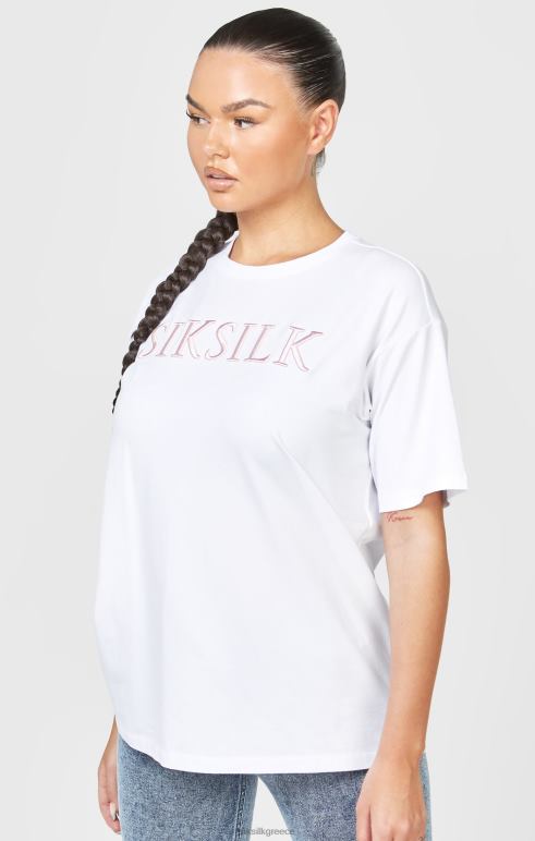 SikSilk λευκό κεντημένο μπλουζάκι boyfriend γυναίκες ενδύματα 48N8Z69