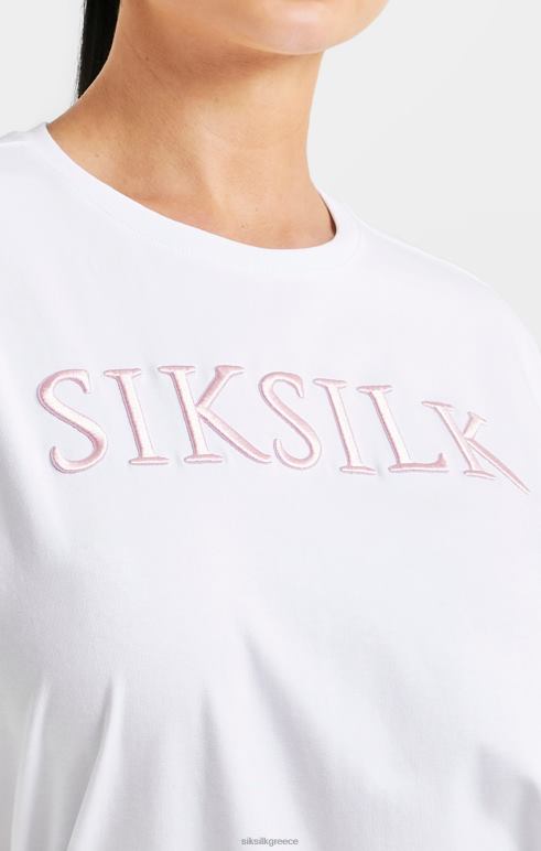 SikSilk λευκό κεντημένο μπλουζάκι boyfriend γυναίκες ενδύματα 48N8Z69