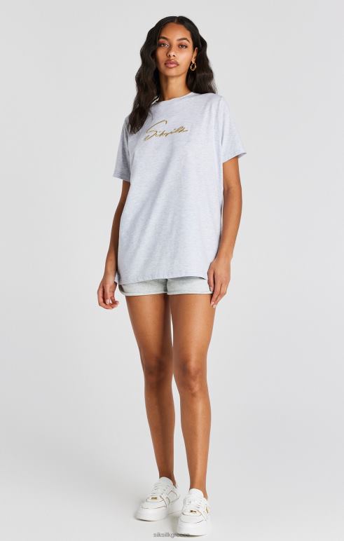 SikSilk μπλουζάκι boyfriend signature γκρι marl γυναίκες ενδύματα 48N8Z48