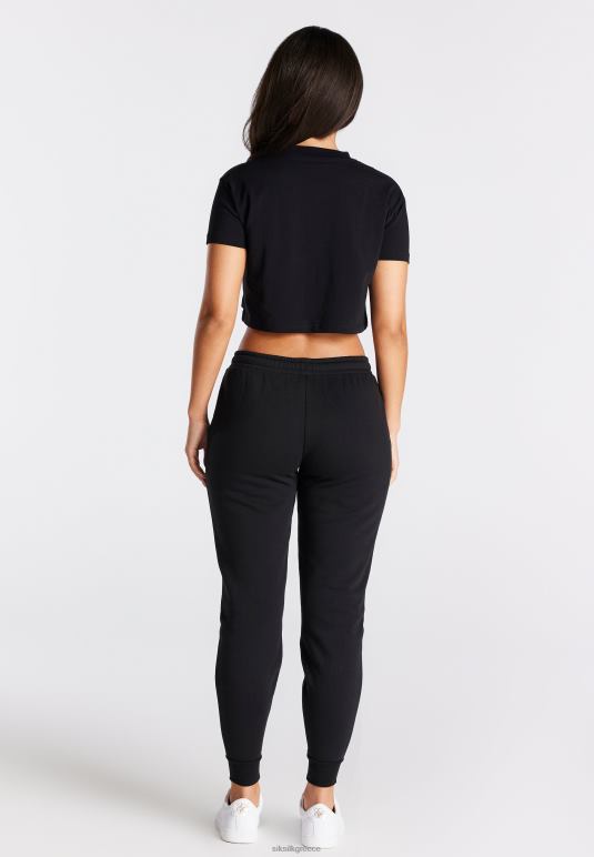 SikSilk crop μπλουζάκι μαύρο απαραίτητο κουτί γυναίκες ενδύματα 48N8Z25