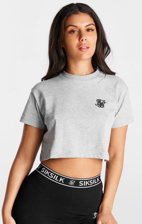 SikSilk μπλουζάκι crop μπλουζάκι με κουτί με γκρι μάργα γυναίκες ενδύματα 48N8Z29