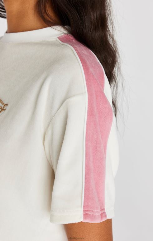 SikSilk εκρού βελούδο crop μπλουζάκι γυναίκες ενδύματα 48N8Z38