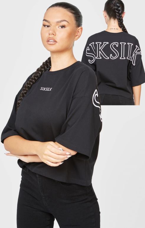 SikSilk μαύρη επώνυμη crop μπλούζα γυναίκες ενδύματα 48N8Z43