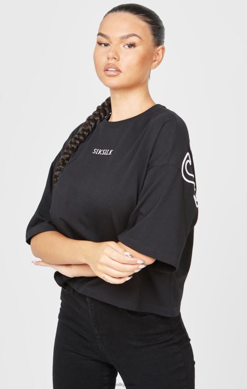 SikSilk μαύρη επώνυμη crop μπλούζα γυναίκες ενδύματα 48N8Z43