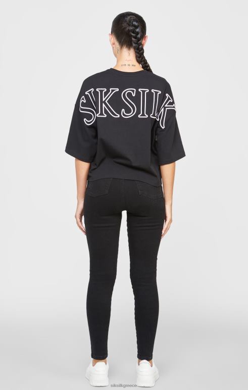 SikSilk μαύρη επώνυμη crop μπλούζα γυναίκες ενδύματα 48N8Z43