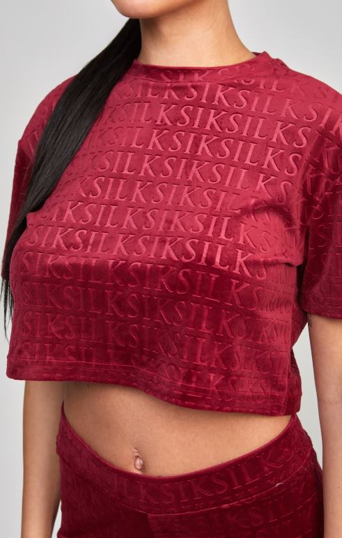 SikSilk ροζ βελούδο crop μπλουζάκι γυναίκες ενδύματα 48N8Z62