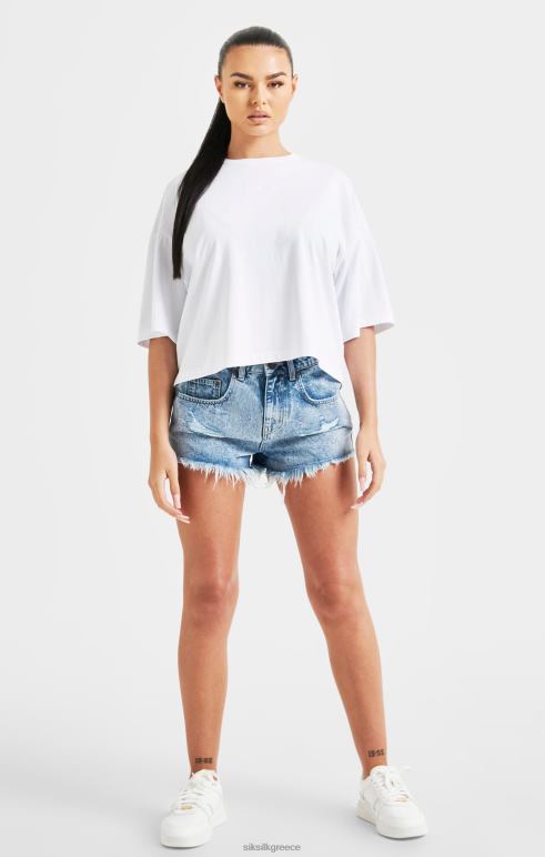 SikSilk λευκό επώνυμο crop t-shirt ουράνιο τόξο γυναίκες ενδύματα 48N8Z47