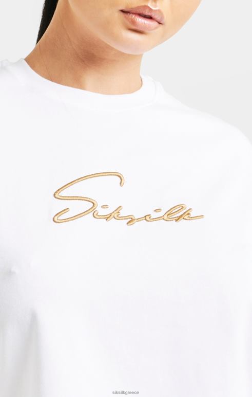 SikSilk λευκή υπογραφή crop tee γυναίκες ενδύματα 48N8Z45