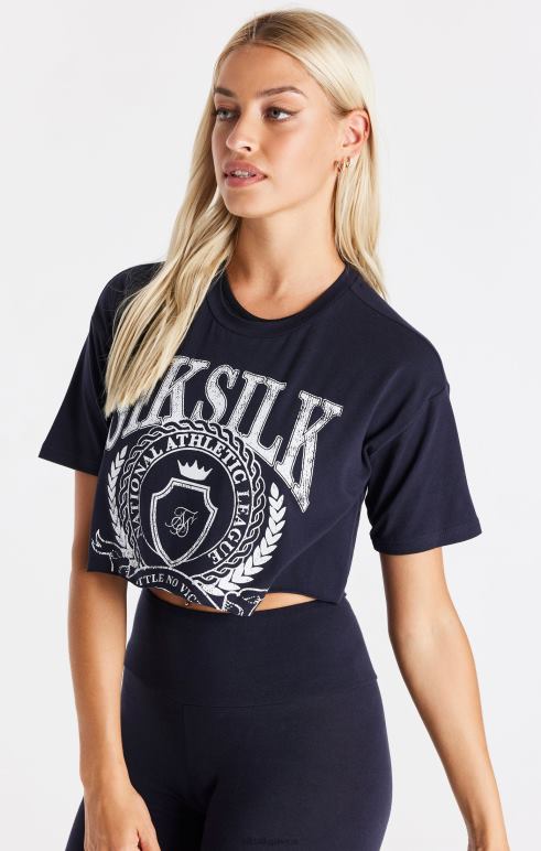 SikSilk cropped μπλουζάκι navy varsity γυναίκες ενδύματα 48N8Z51